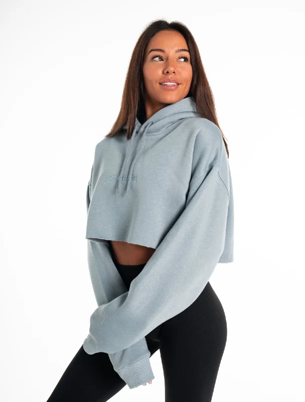 Sleeveless Women's Linen Crop Top in Natural for a Breathable and Casual Summer StyleOversized Crop Hoodie - Washed Blue