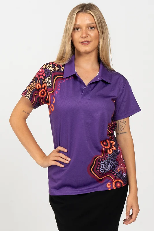 Wrinkle - resistant polo shirt for travel convenienceNgabaan Purple Bamboo Essence Women's Fitted Polo Shirt