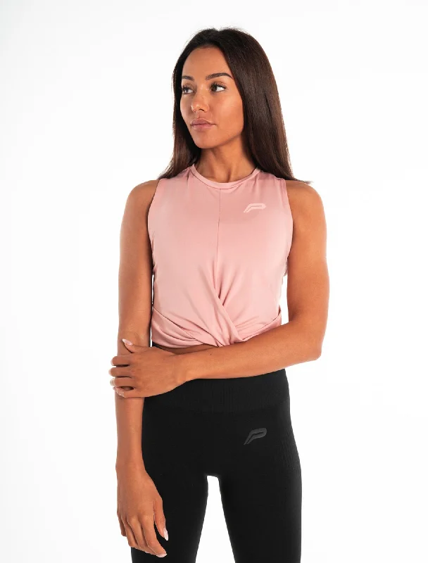 Tie - Front Women's Crop Top in Orange for a Playful and Adjustable FitCrossover Vest - Dusky Pink