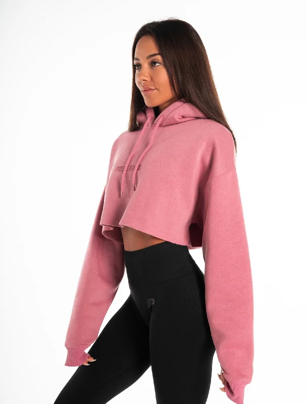 Velvet Women's Crop Top in Purple for a Luxurious and Rich - Hued Winter LookOversized Crop Hoodie - Dark Washed Pink