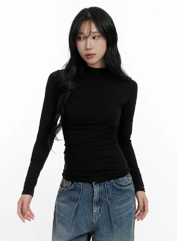 Plus Size Women Long Sleeve Top for a Flattering and Comfortable FitElegant Solid Long Sleeve Tee CN408