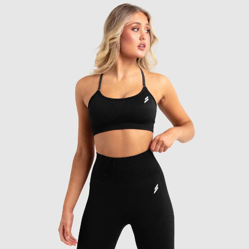 Metallic - Finish Women's Crop Top in Silver for a Futuristic and Eye - Catching LookImpact Seamless Crop - Jet Black