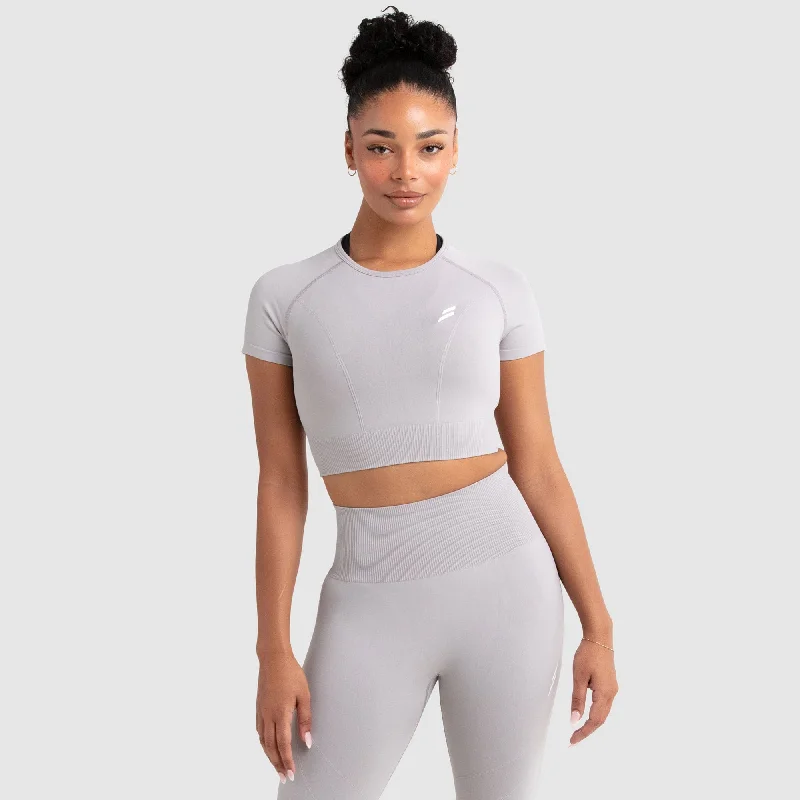 Plus - Size Women's Ruffled Crop Top in Pink for a Feminine and Flirty AppearanceHyperflex 2 Cropped Tee - Light Grey