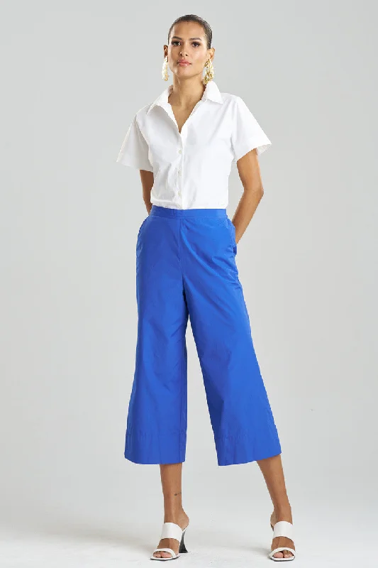 Plus Size Women's Pleated Front Dress Pants for Office WearTechno Poplin Cropped Pants