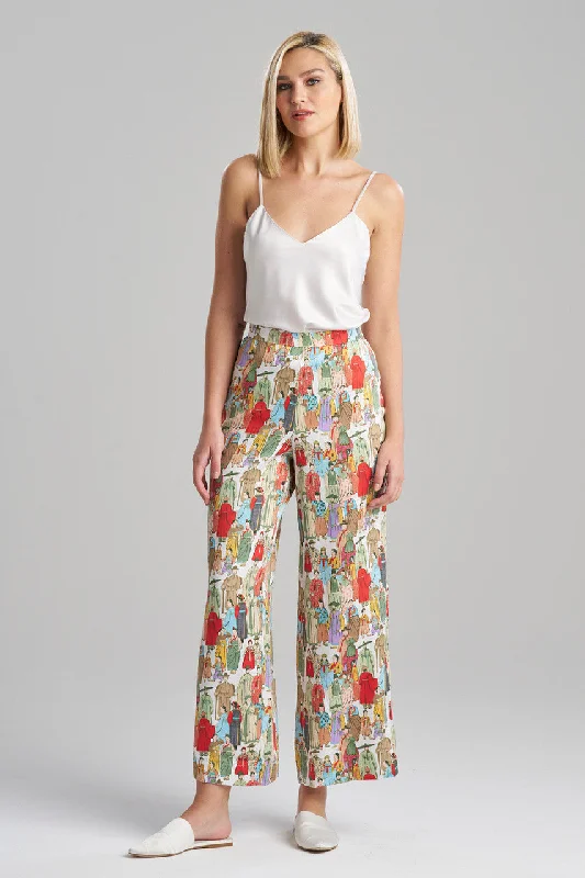 Cigarette Style Women's Printed Linen Blend Pants for Casual DaysDynasty Pants