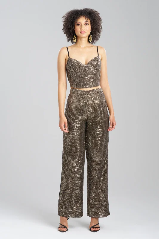 Palazzo Style Women's Printed Trousers in Bohemian PatternsCouture All Over Sequins Pants