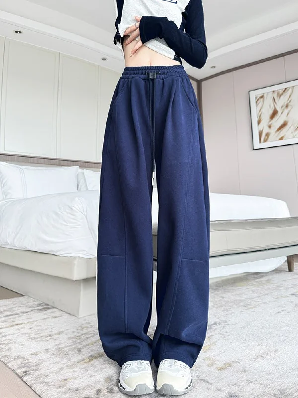 Plus Size Women's Patchwork - Design Jeans for a Unique AppearanceAnkola sports pants new high waist drape casual sweatpants narrow version wide leg drawstring banana pants