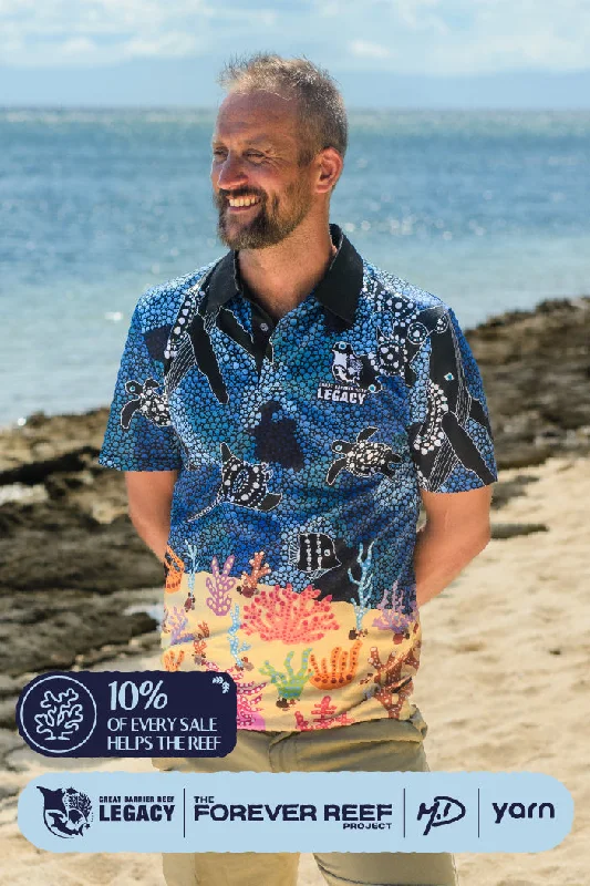 Navy blue slim - fit polo shirt for office wear"Protect Our Coral To Save Our Reef" Recycled UPF50+ Unisex Polo Shirt