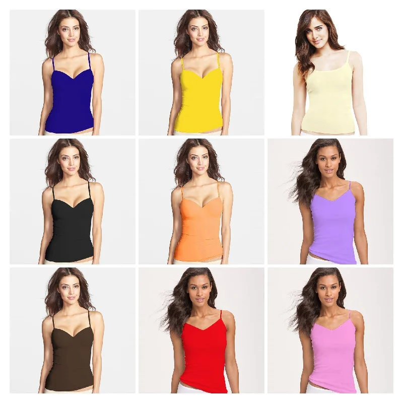 Plus Size Women's Side - Slit Tank Tops in Metallic ShadesPack of 5 Camisole for Girls - Fancy Colourful Tank Top - Mix Colours