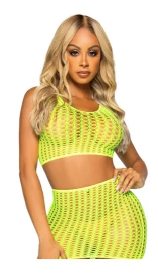 Team - colored pleated skirt for sports teams' cheerleaders2 Pc Crochet Crop Top and Mini Skirt Yellow