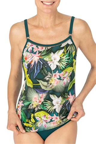 Women's Button - Down Tank Tops in Striped PatternsAmoena Flower Spirit Mastectomy Tankini Set