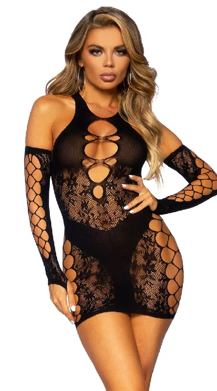 Ball Gown Women Dress with a Full Skirt for a Princess - like LookRacerback Fishnet and Lace Mini Dress Set