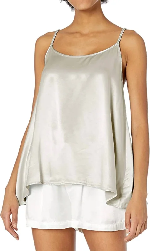 V - Neck Women's Moisture - Wicking Tank Tops for RunningDaisy Satin Tank With Braided Straps & Elastic Back In Egg Nog