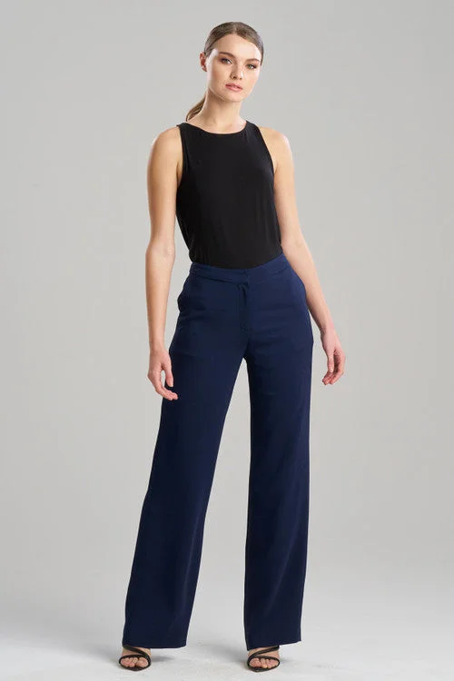 Tapered Leg Women's Wool Blend Trousers for WinterStretch Crepe Straight Leg Pants