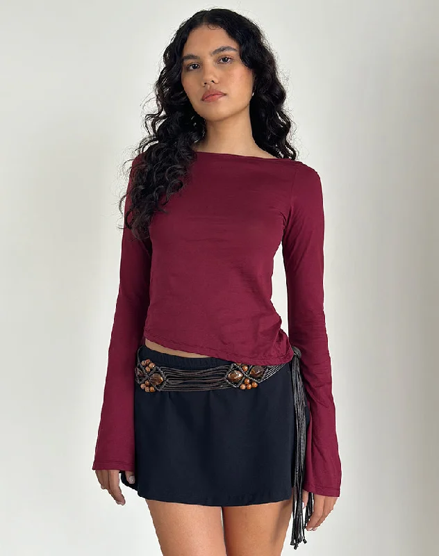 Mock Neck Women Long Sleeve Top for a Modern AestheticLunica Long Sleeve Jersey Top in Burgundy