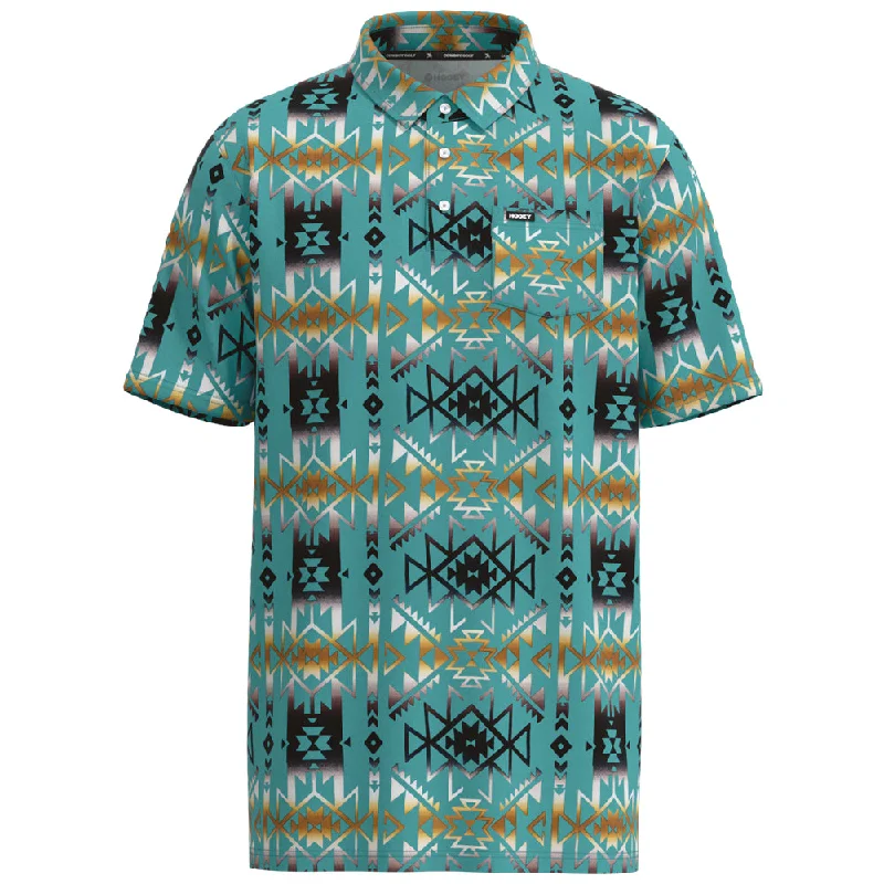 Thermal - lined polo shirt for cold - weather activities"Hot Shot" Turquoise w/Aztec Polo