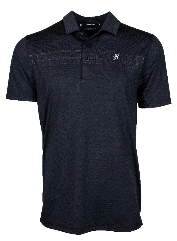 Striped linen blend polo shirt for summer beach parties"The Weekender" Black Shirt