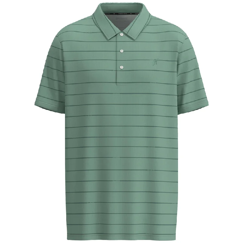 Sustainable polo shirt made from recycled materials"The Weekender" Sage w/Grey Stripes Polo