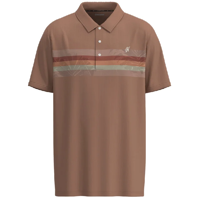 Polo shirt with a hidden pocket for small essentials"The Weekender" Clay w/Multi Color Stripes Polo