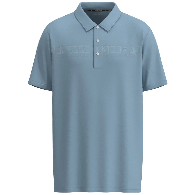 Polo shirt with a scalloped hem for a feminine detail"The Weekender" Blue Polo