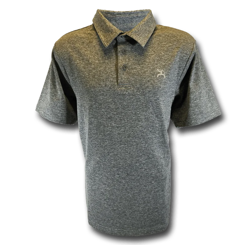 Floral print short - sleeve polo shirt for a feminine look"Hooey Golf" Heather Grey Polo