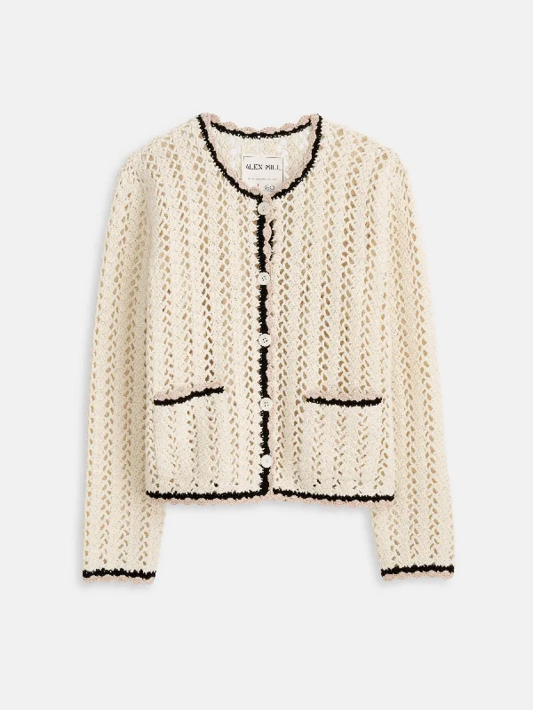 cropped women cardigan to pair with high - waisted jeansElla Hand-Crochet Cardigan