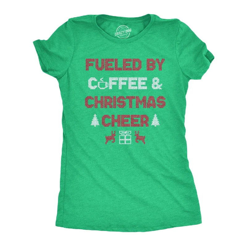 Organic Cotton Women T Shirt for Eco - Conscious WearersFueled By Coffee And Christmas Cheer Women's T Shirt