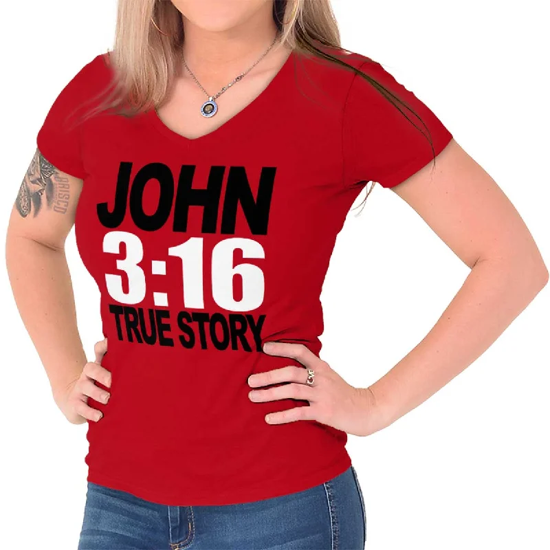 Moisture - Wicking Women T Shirt for Active LifestylesJohn 3:16 Junior Fit V-Neck T-Shirt