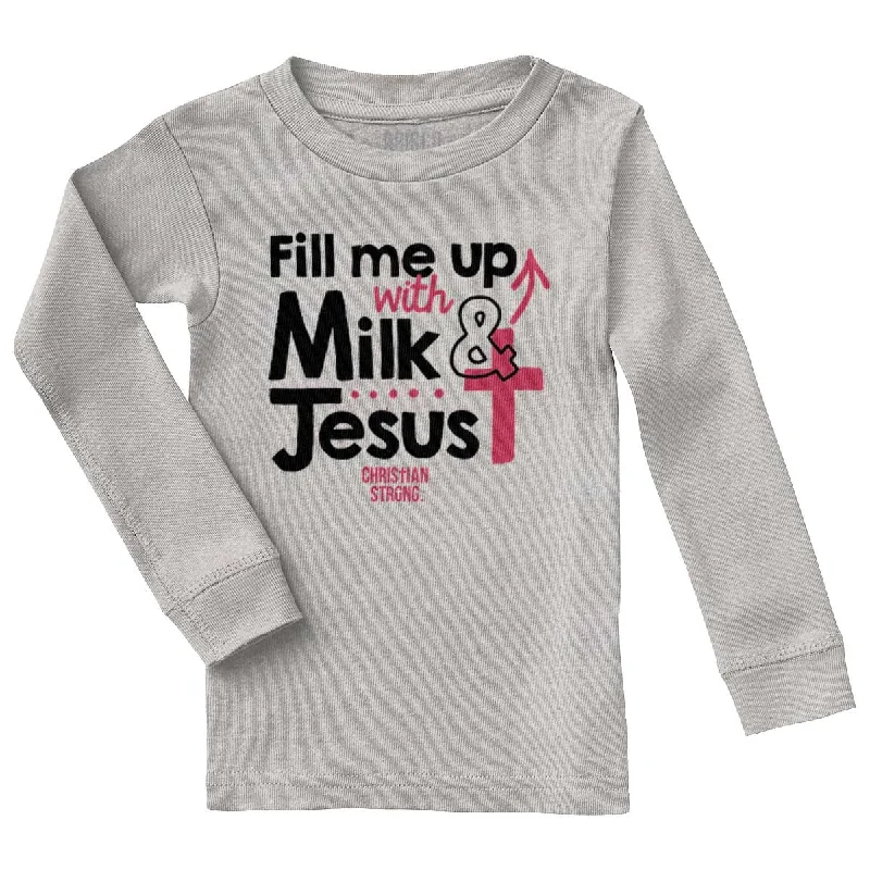 Embroidered Women T Shirt with Intricate DetailsMilk And Jesus Solid Long Sleeve T