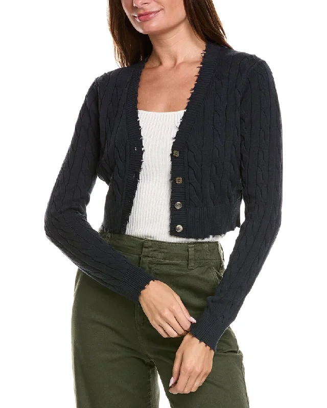 color block women cardigan with bold huesMinnie Rose Cropped Cable Cardigan