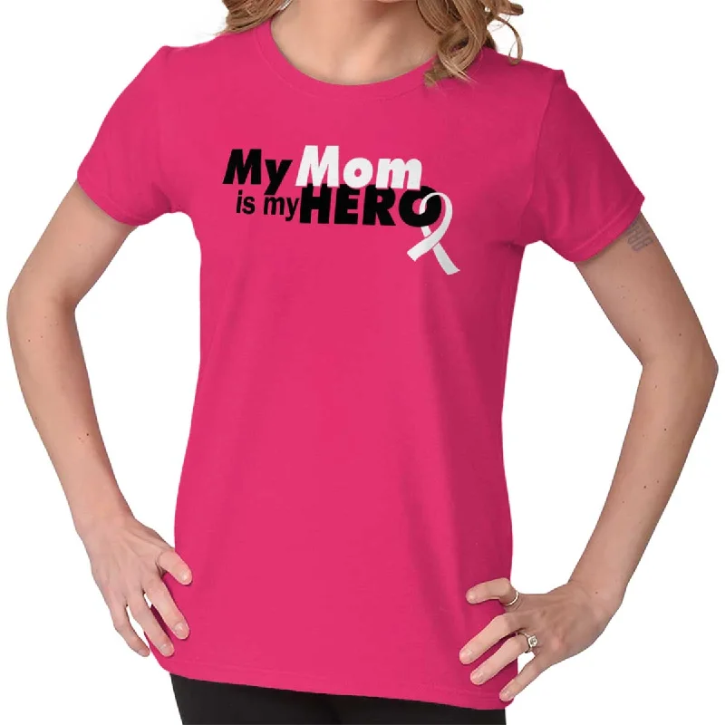 Distressed Women T Shirt with a Laid - Back AestheticMy Mom Is My Hero Ladies T Shirt