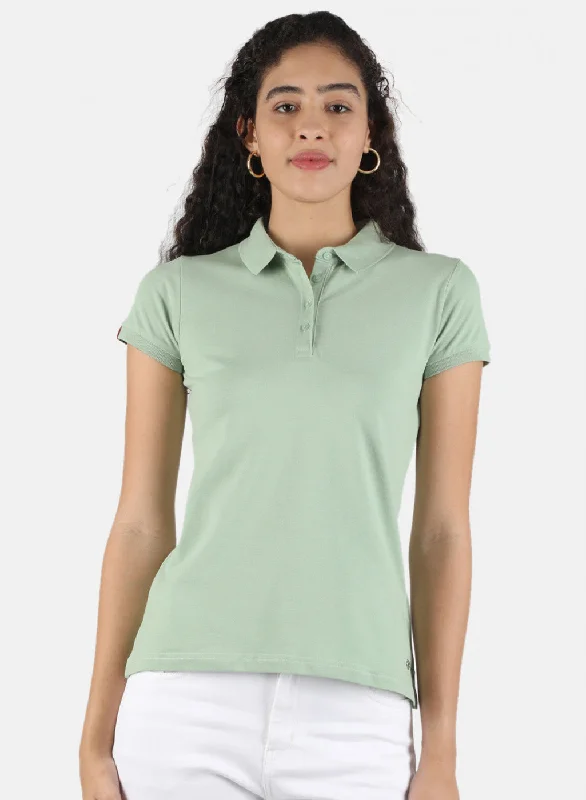 Striped Women T Shirt in a Classic PatternWomen Green Plain T-Shirt