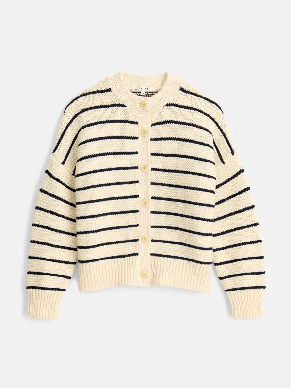 plus size women cardigan for comfortable layeringNico Striped Cardigan in Cotton