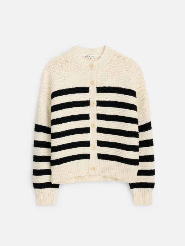 machine washable women cardigan for easy careNico Striped Cardigan In Cotton