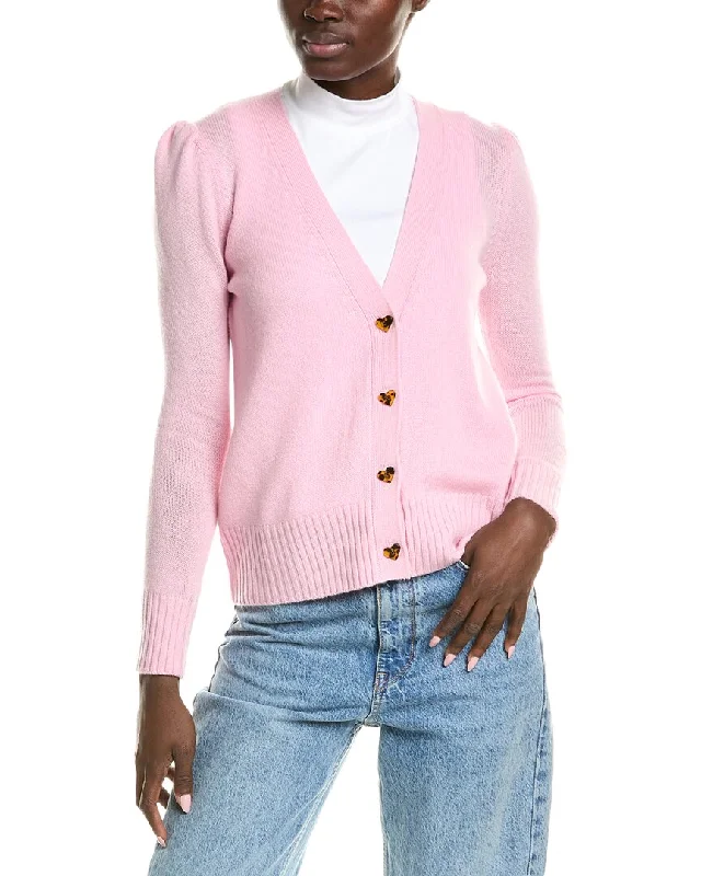 sequin embellished women cardigan for special occasionsQUINN Puff Sleeve Wool & Cashmere-Blend Cardigan