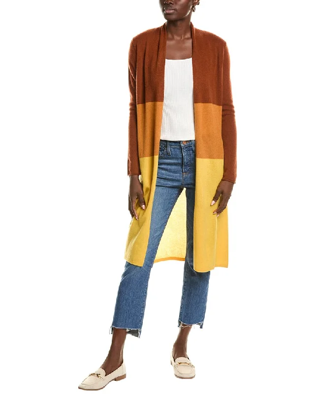 boyfriend style women cardigan for a relaxed fitsofiacashmere Colorblocked Drape Cashmere Cardigan