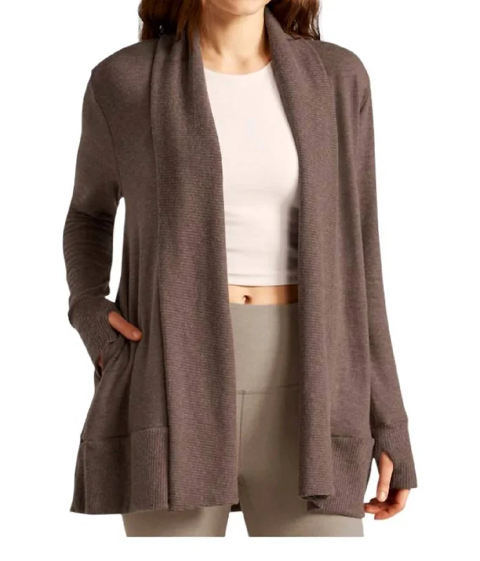 oversized women cardigan for a trendy and cozy lookSoften Up Cardigan In Truffle Heather