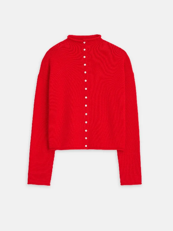 Taylor Rollneck Cardigan in Cotton Cashmere