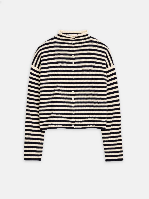 cropped women cardigan to pair with high - waisted jeansTaylor Striped Cardigan in Cotton Cashmere