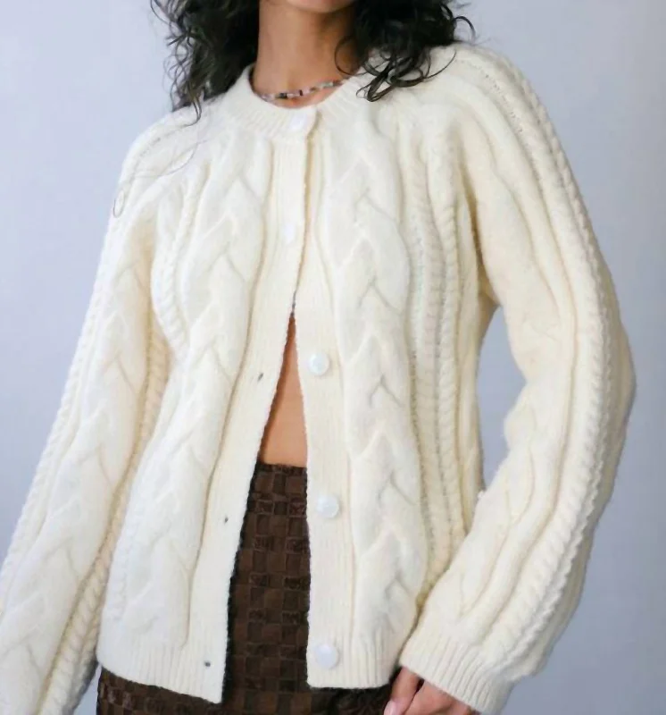 ribbed women cardigan with a classic textureThe Grace Cardigan In Cream