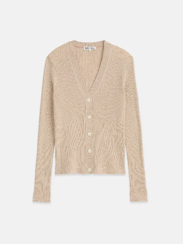 organic cotton women cardigan for an eco - friendly choiceV-Neck Ribbed Cardigan