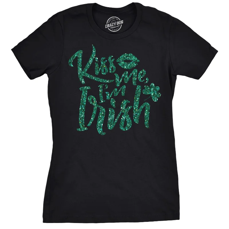 Distressed Women T Shirt with a Laid - Back AestheticKiss Me I'm Irish Women's T Shirt