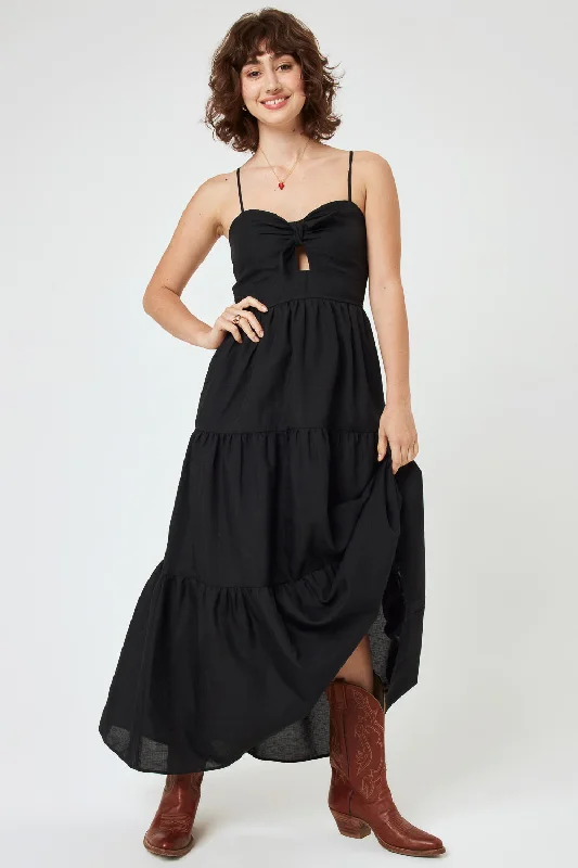 Backless Women Dress for a Sexy and Alluring Look at Evening EventsBlack Keyhole Maxi Cami Dress