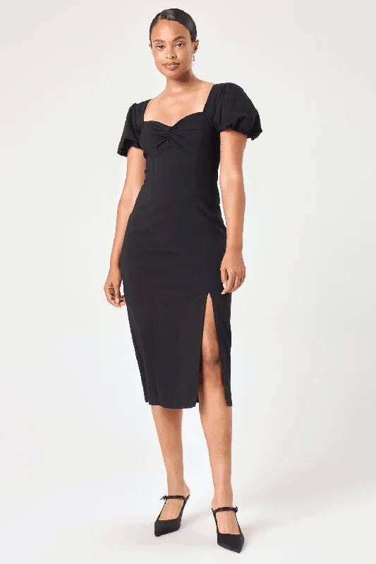 Off - the - Shoulder Women Dress for a Romantic and Feminine LookBlack Puff Sleeve Pencil Dress