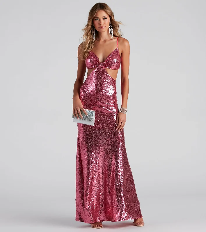 Sheath Women Dress with a Tailored Fit for a Professional LookAthena Formal Cutout Sequin Dress