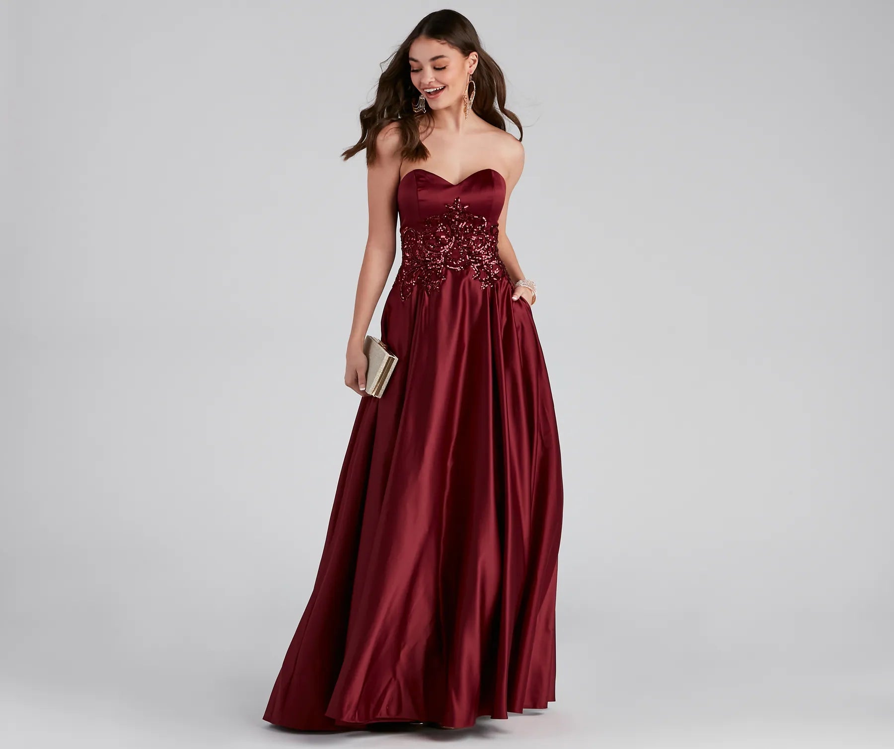 Off - the - Shoulder Women Dress for a Romantic and Feminine LookEllie Lace-Up Sequin Ball Gown