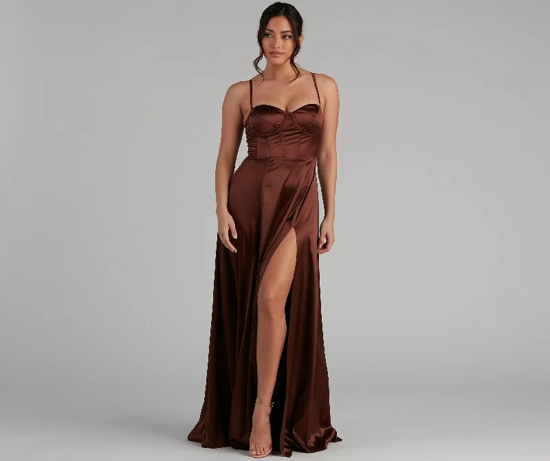 Strapless Women Dress with a Built - in Bra for Comfort and SupportJaxine Formal Satin Corset Dress