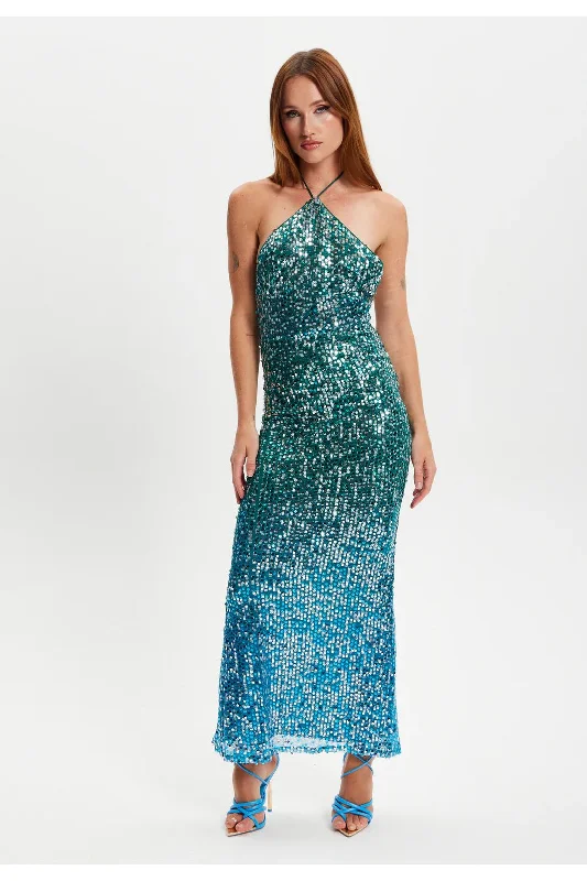 Halter Neck Women Dress to Show Off the Shoulders and NecklineLiquorish Halter Neck Maxi Sequin Dress