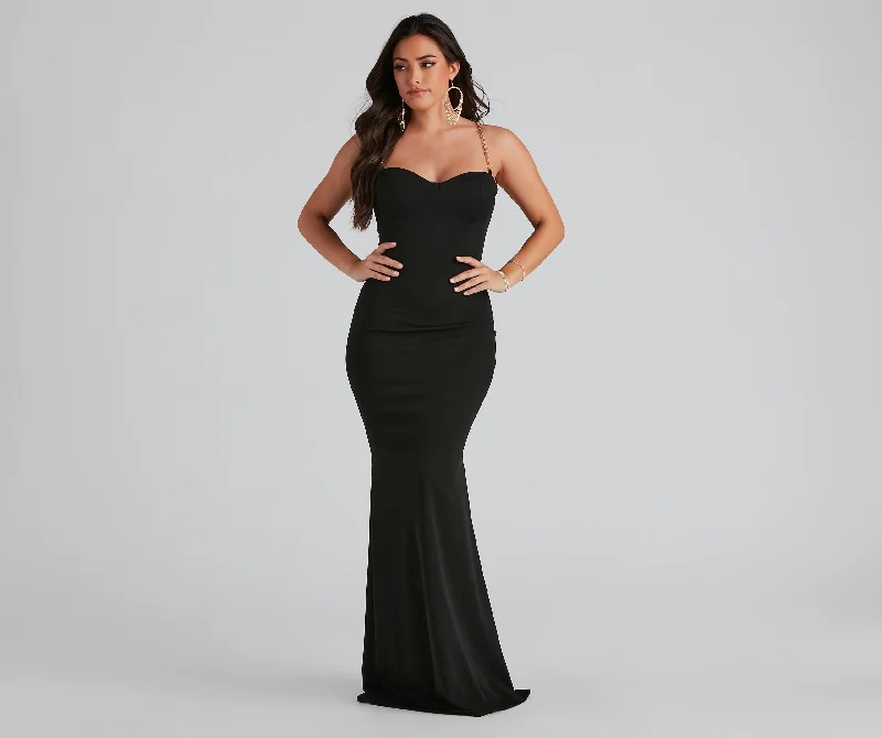 Mermaid - Style Women Dress with a Fitted Silhouette for Special OccasionsShirley Formal Chain Strap Long Dress