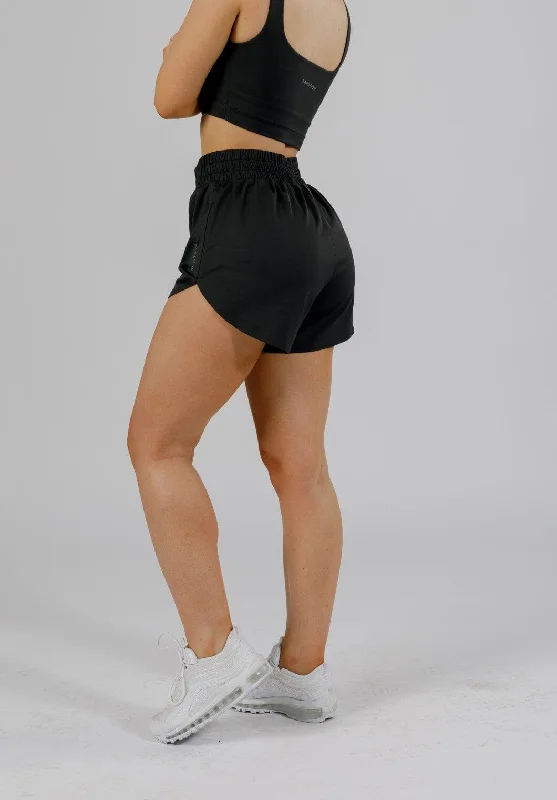 Tie - Waist Women Shorts for a Customizable FitFeatherKnit™ Track Short Black